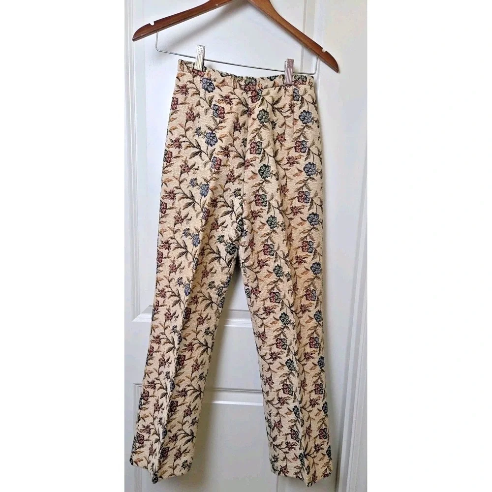 Vintage 1970s Floral Tapestry High-Rise Cropped‎ Pants Kelita Size 7 XS or XXS
